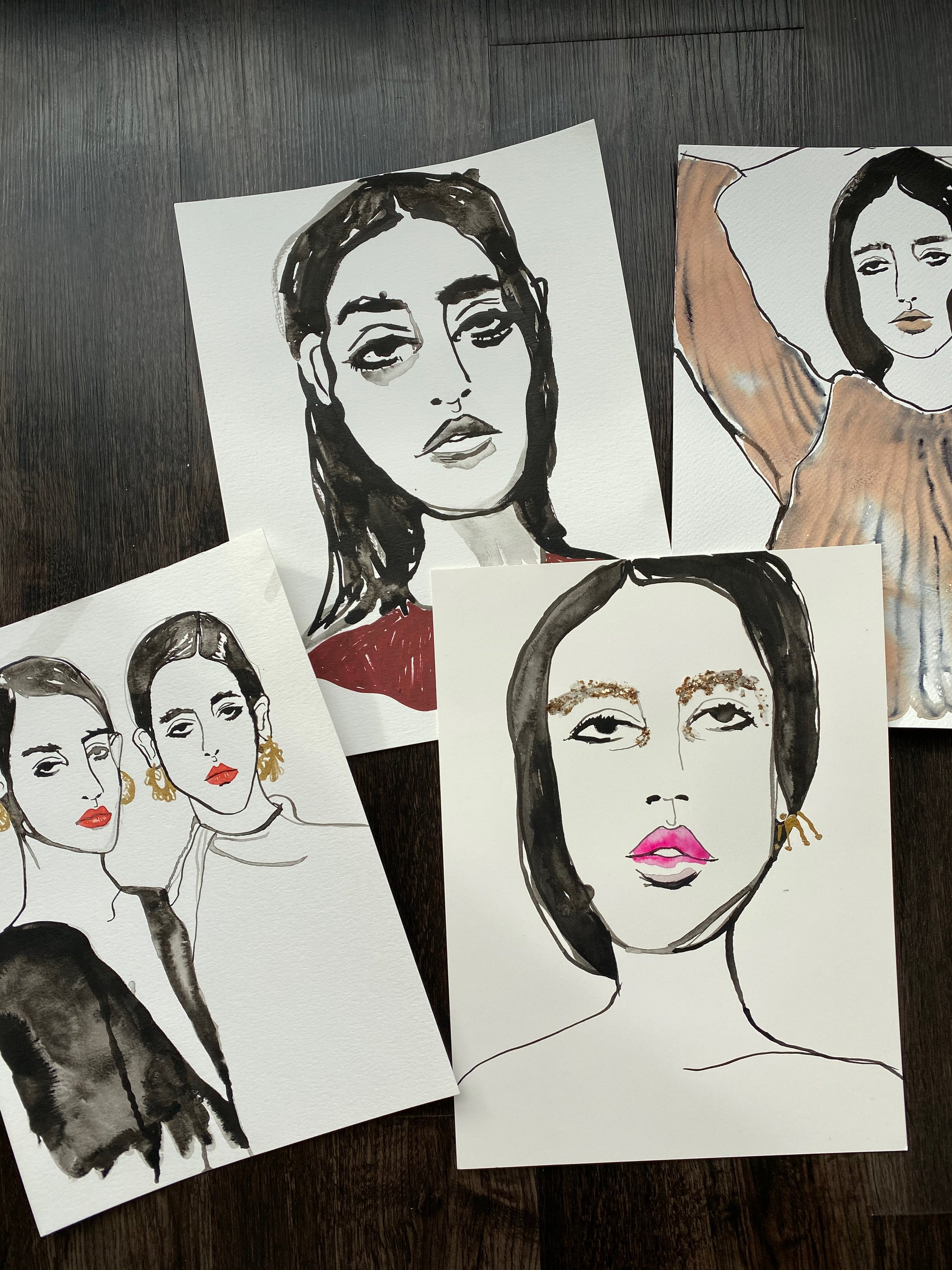'Embellished Brows' 9x12in Original Drawing