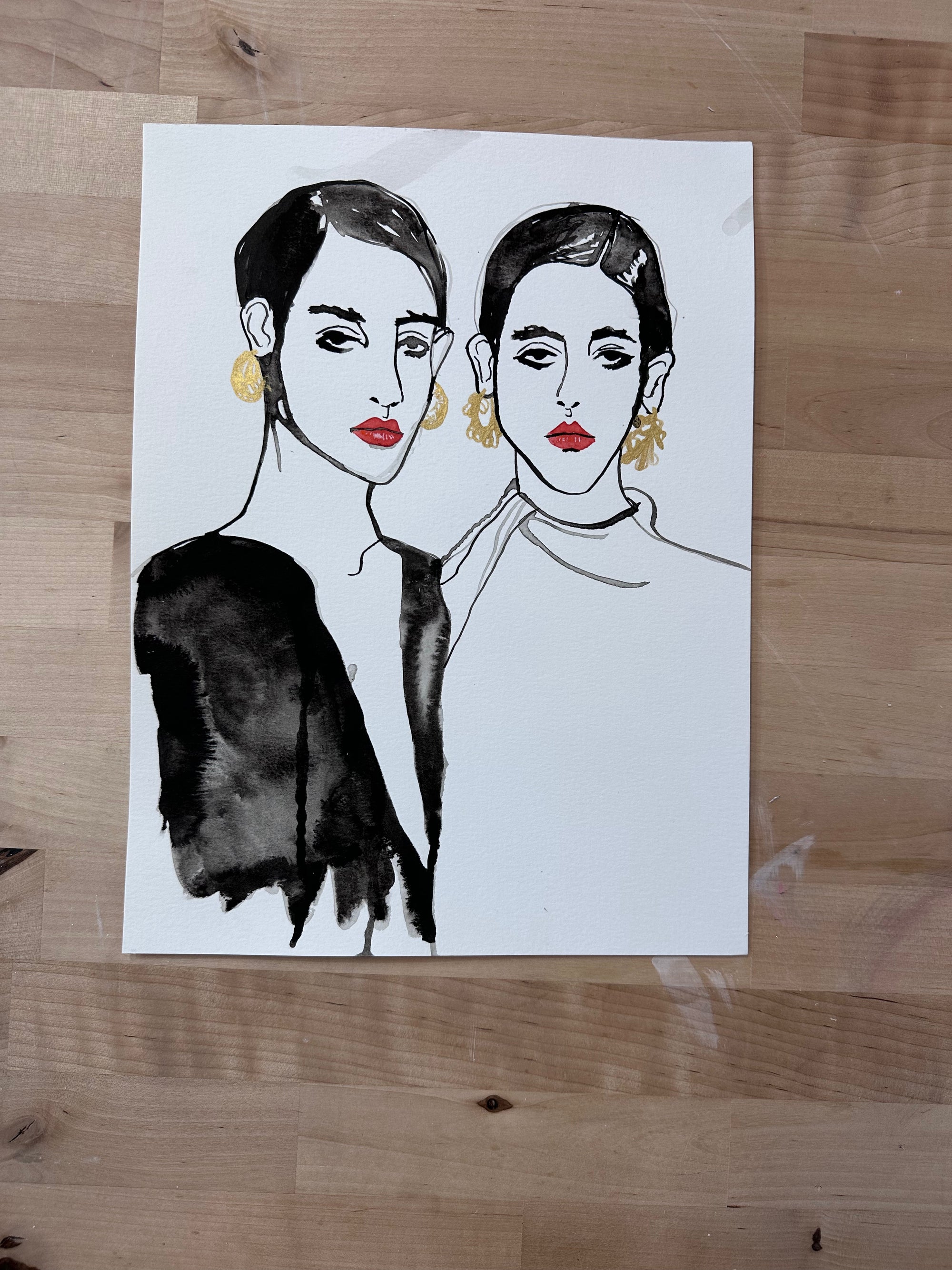 'Well Accessorized' 9x12in Original Drawing