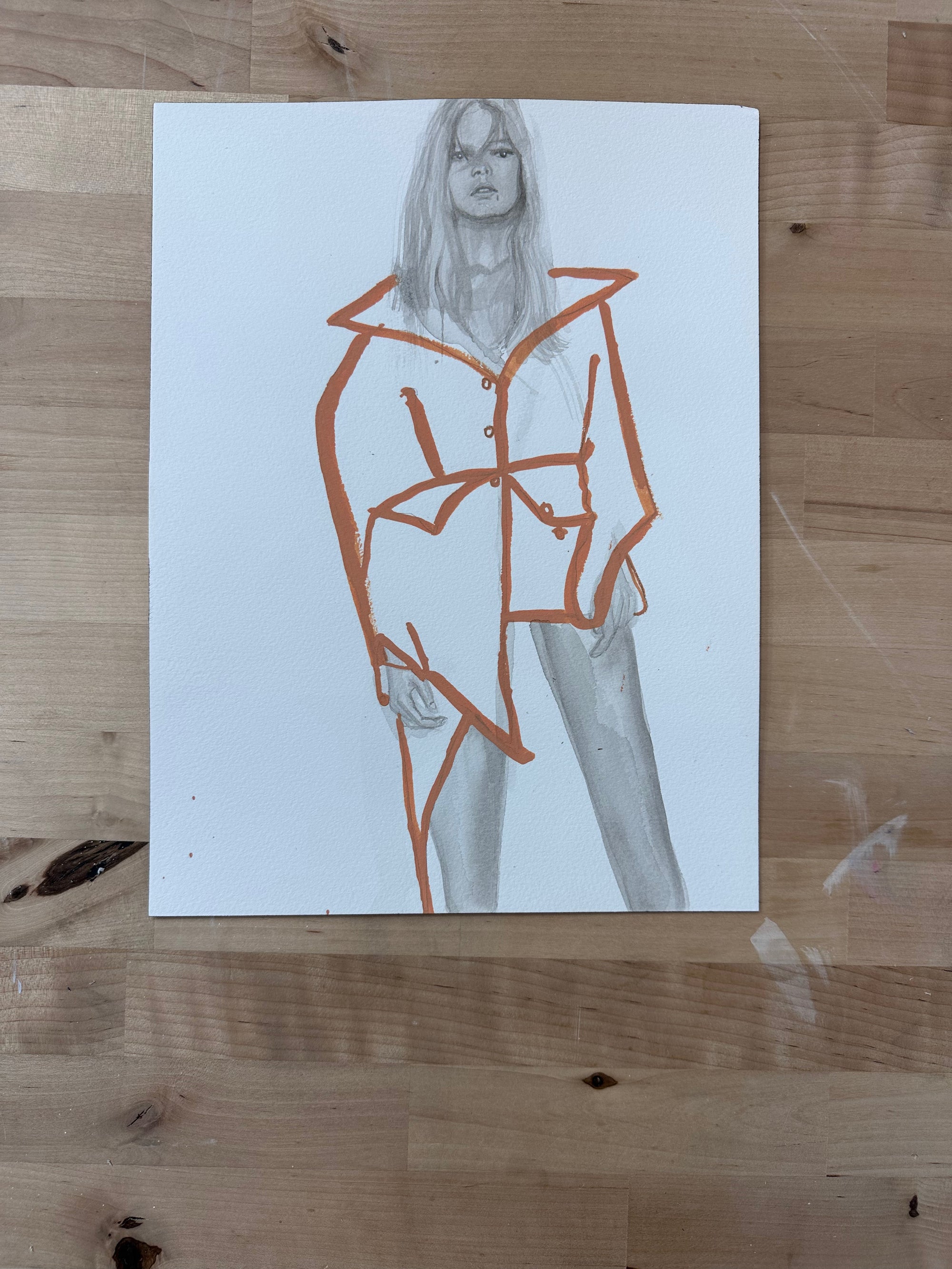 'Drawn on Fit' 9x12in Original Drawing