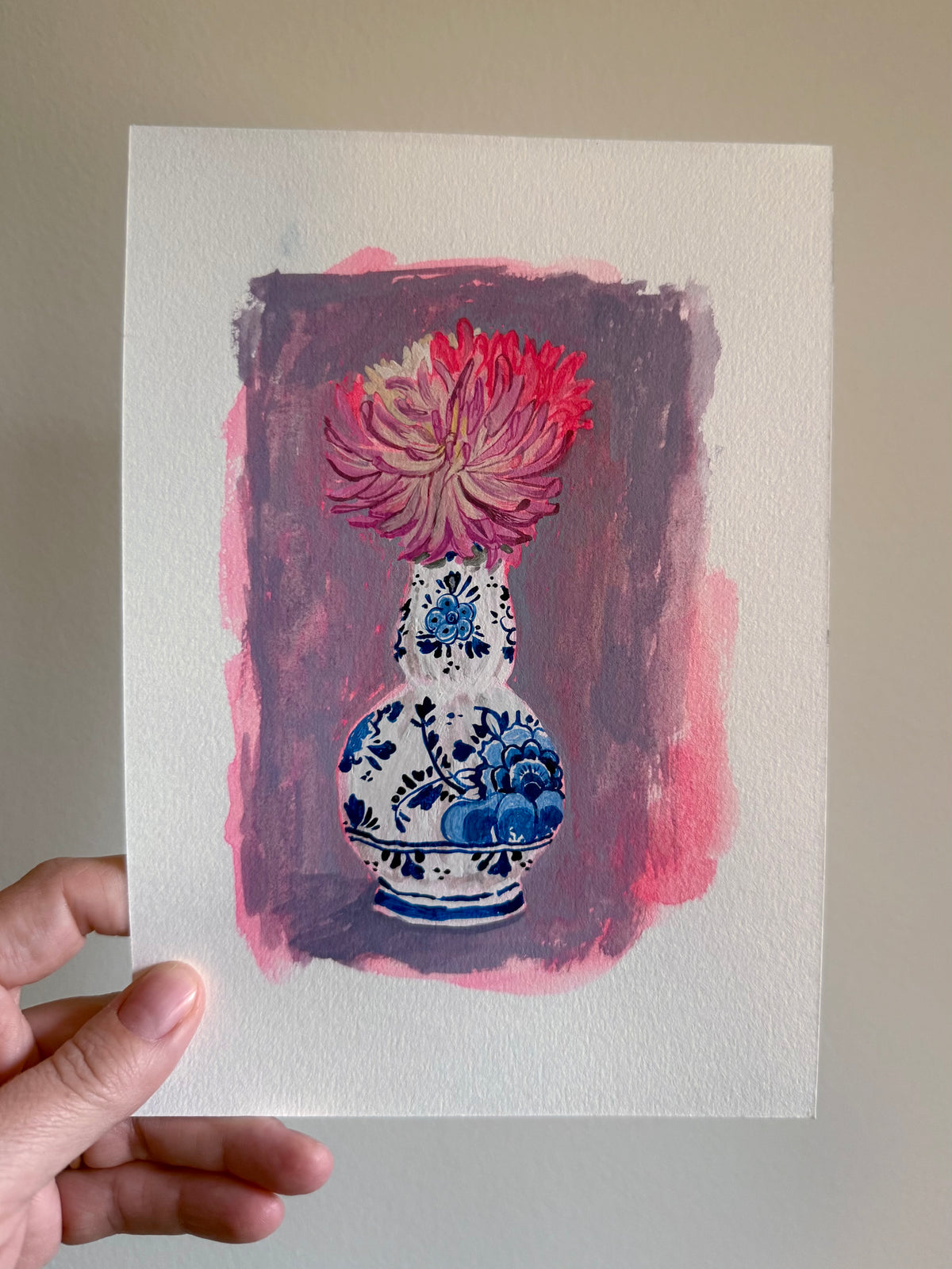 Dahlias in Delft Vase