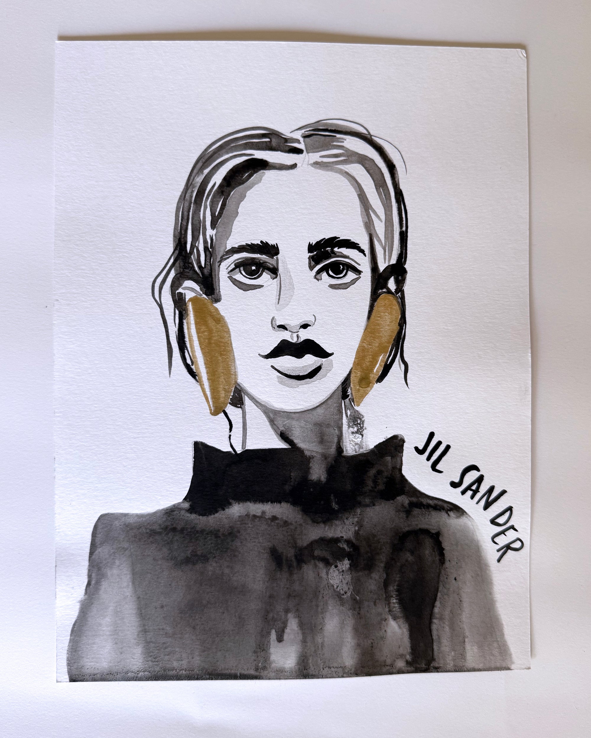'Jil Sander Look' 9x12in Original Drawing