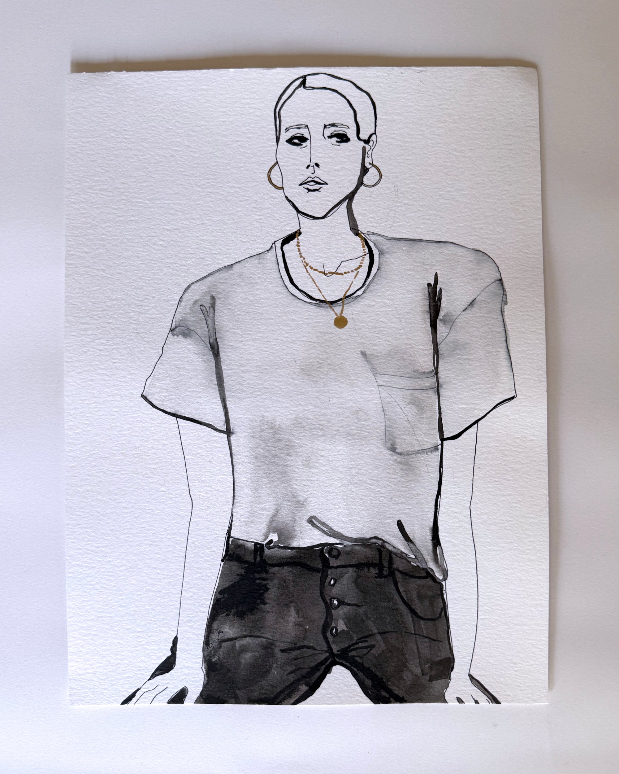 'Madewell Look' 9x12in Original Drawing