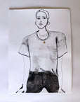 'Madewell Look' 9x12in Original Drawing