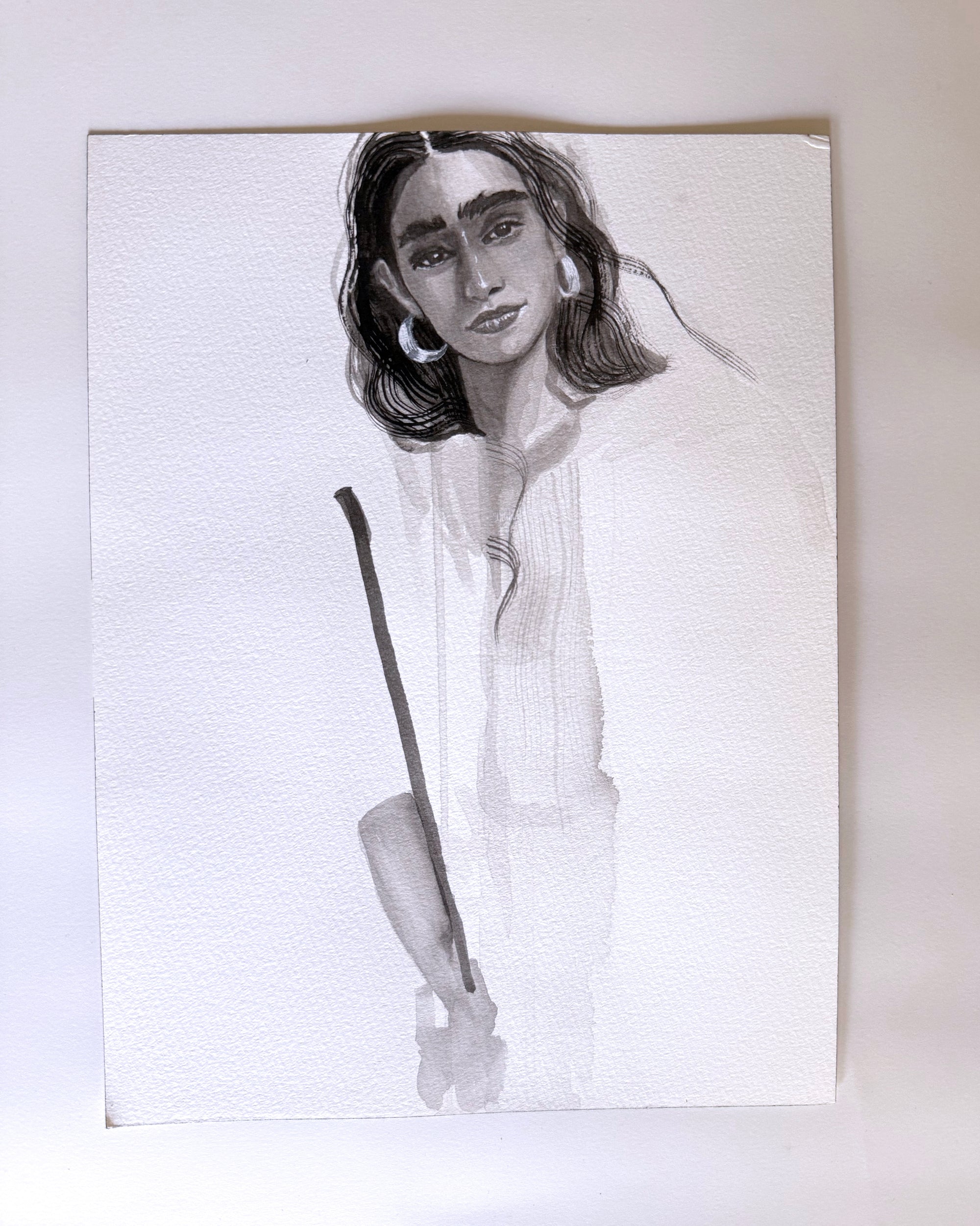 'Shoulder Bag' 9x12in Original Drawing