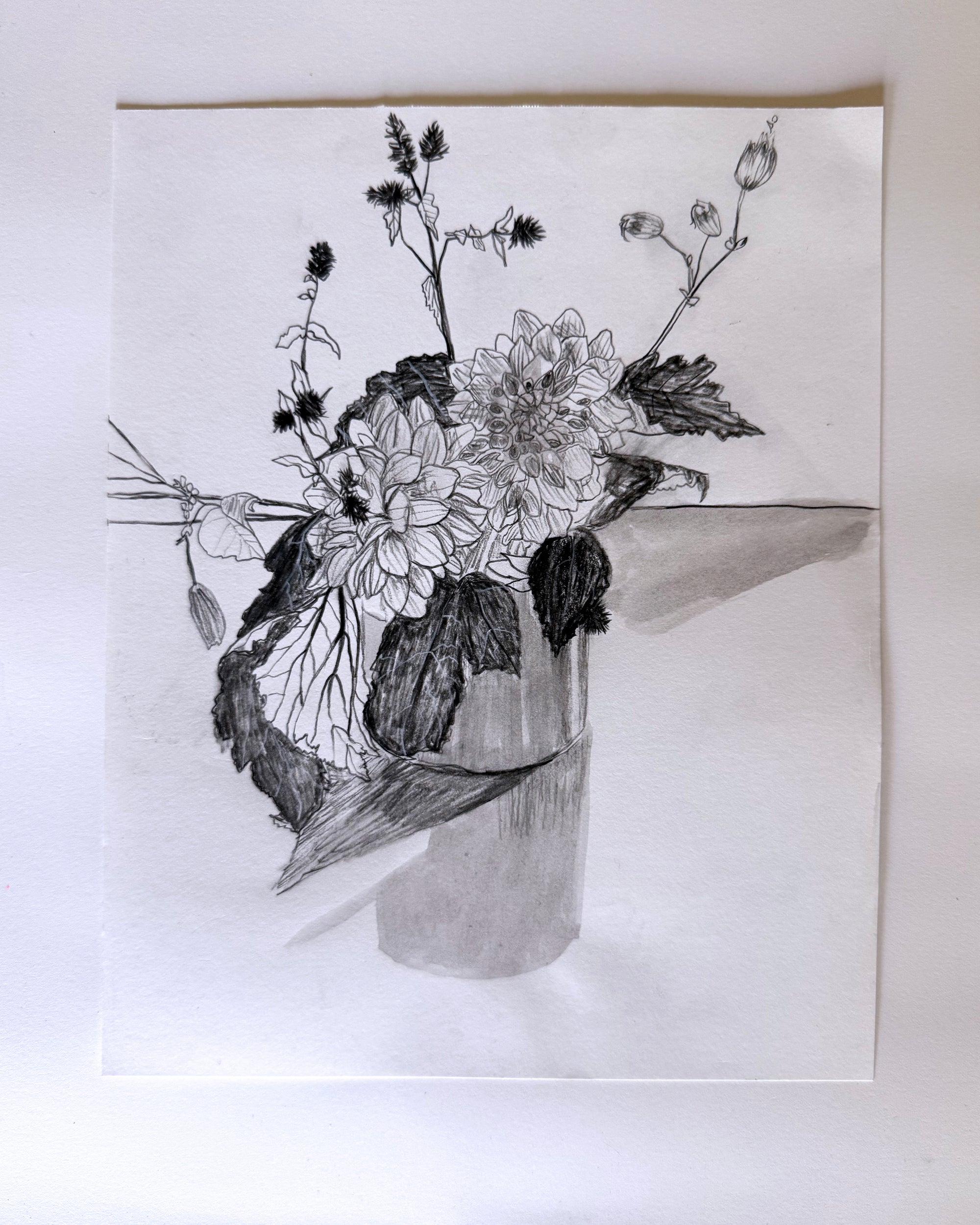 'Flower Still Life' 8x10in Original Drawing